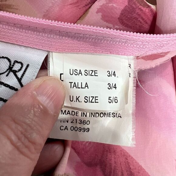 1990’s Pink Floral Mori Lee Prom Evening Gown Neck Strap Formal Spring - Picture 5 of 14